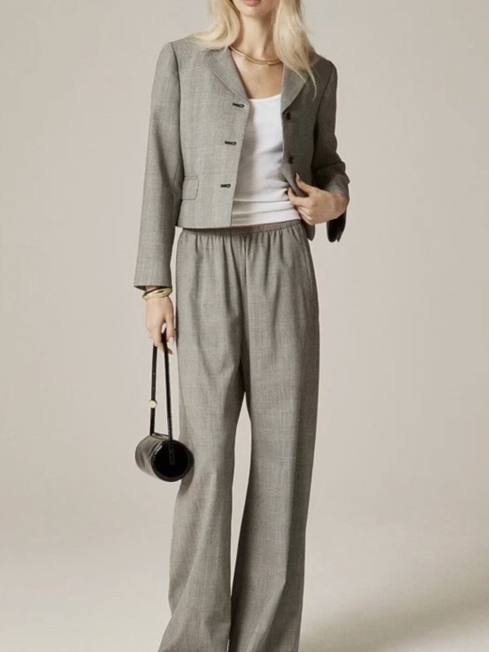 J.Crew "Cosmo" Glen Plaid Wide-Leg Trousers, Size ST (Small Tall)